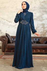  Plus Size Navy Blue Muslim Prom Dress 50151L - 2