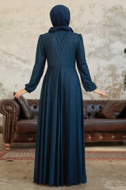  Plus Size Navy Blue Muslim Prom Dress 50151L - 3