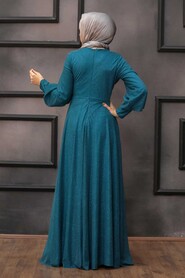  Plus Size Petrol Blue Muslim Prom Dress 50151PM - 2