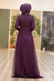  Plus Size Plum Color Islamic Wedding Dress 5345MU - 2