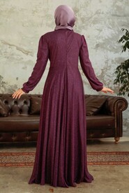  Plus Size Plum Color Muslim Prom Dress 50151MU - 3