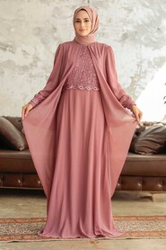  Plus Size Powder Pink Islamic Evening Dress 25765PD - 2