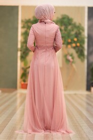  Plus Size Powder Pink Islamic Wedding Dress 5345PD - 5