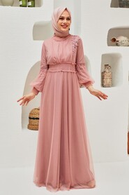  Plus Size Powder Pink Modest Islamic Clothing Prom Dress 56520PD - 1