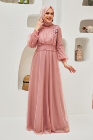 Plus Size Powder Pink Modest Islamic Clothing Prom Dress 56520PD - 2