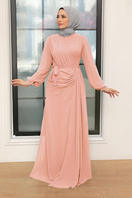  Plus Size Powder Pink Modest Wedding Dress 5711PD - NEVA STYLE