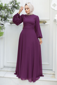  Plus Size Purple Hijab Engagement Dress 5470MOR - NEVA STYLE
