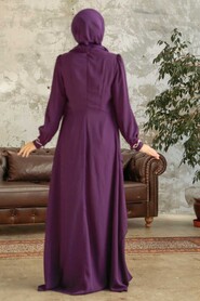  Plus Size Purple Islamic Evening Dress 25765MOR - Thumbnail