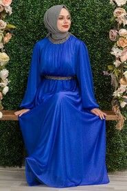  Plus Size Sax Blue Muslim Wedding Dress 5501SX - 1