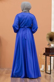  Plus Size Sax Blue Muslim Wedding Dress 5501SX - 3