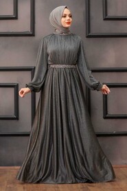  Plus Size Smoke Colored Muslim Wedding Dress 5501FU - 3