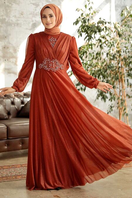  Plus Size Terra Cotta Muslim Prom Dress 50151KRMT - NEVA STYLE