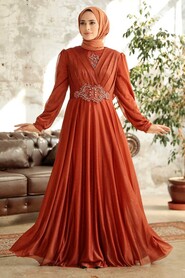  Plus Size Terra Cotta Muslim Prom Dress 50151KRMT - 1