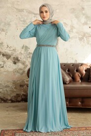  Plus Size Turqouse Islamic Long Sleeve Dress 5737TR - 1