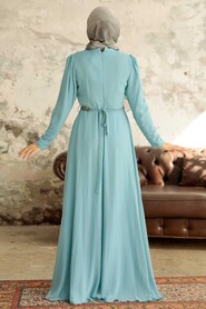  Plus Size Turqouse Islamic Long Sleeve Dress 5737TR - 3