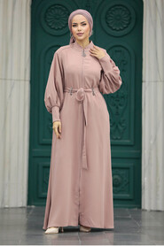  Powder Pink High Quality Turkish Abaya 20005PD - 3