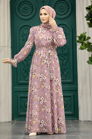  Powder Pink Hijab Dress 29711PD - 1