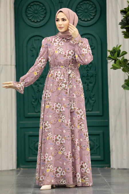  Powder Pink Hijab Dress 29711PD - NEVA STYLE