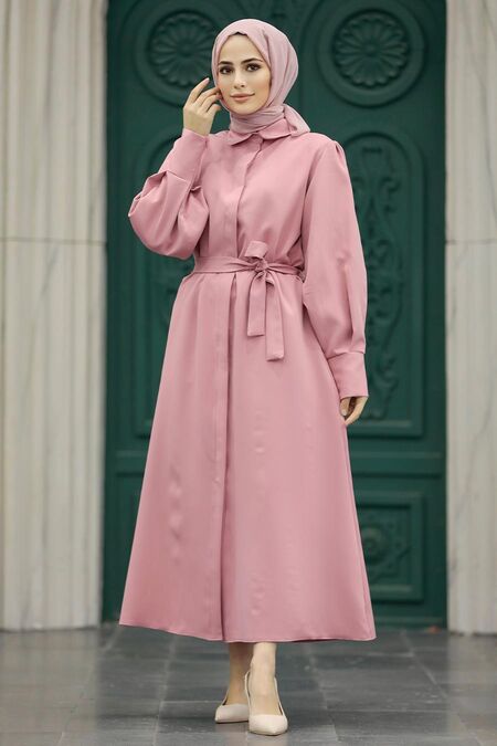  Powder Pink Hijab For Women Coat 5885PD - NEVA STYLE