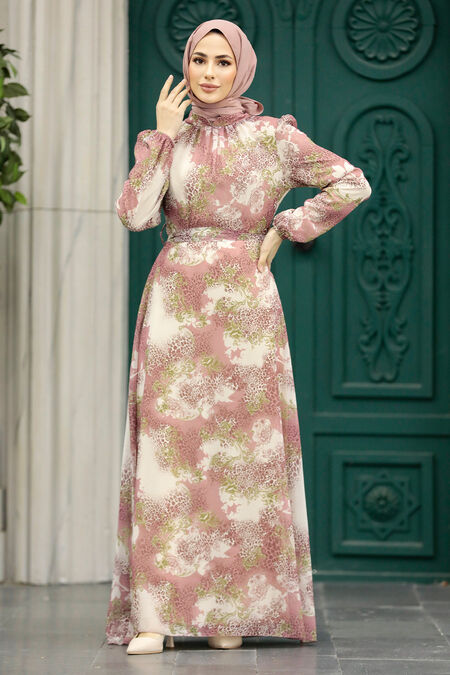  Powder Pink Hijab For Women Dress 27944PD - NEVA STYLE