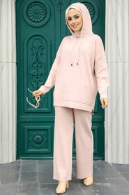  Powder Pink Hijab Knitwear Double Suit 25030PD - 1