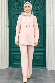 Powder Pink Hijab Knitwear Double Suit 25030PD - 2