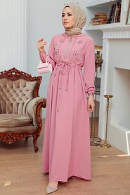  Powder Pink Hijab Maxi Dress 13260PD - 1