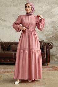  Powder Pink Hijab Maxi Dress 5864PD - 2