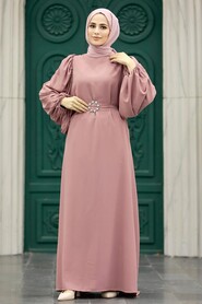  Powder Pink Hijab Turkish Dress 5866PD - 1