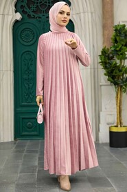  Powder Pink Hijab Velvet Dress 1287PD - 2