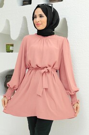  Powder Pink Islamic Clothing Tunic 3795PD - NEVA STYLE