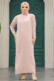 Neva Style - Powder Pink Knitwear Modest Dress 20161PD - Thumbnail