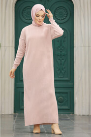 Neva Style - Powder Pink Knitwear Modest Dress 20161PD - Thumbnail