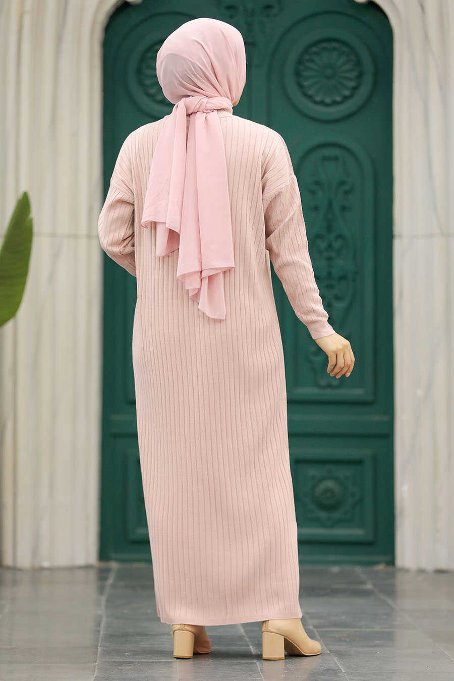 Neva Style - Powder Pink Knitwear Modest Dress 20161PD
