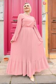  Powder Pink Long Muslim Dress 2884PD - NEVA STYLE