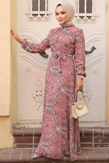 Powder Pink Long Sleeve Dress 279081PD - NEVA STYLE