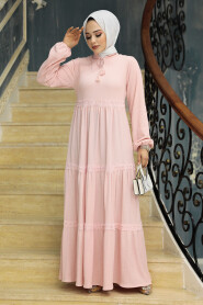  Powder Pink Modest Dress 5842PD - 3