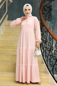  Powder Pink Modest Dress 5842PD - 4