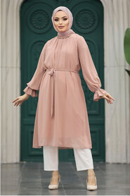 Neva Style - Powder Pink Modest Tops Tunic 21034PD - 1