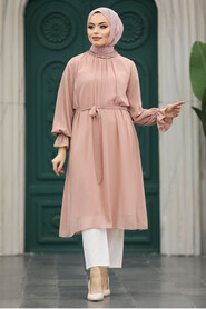 Neva Style - Powder Pink Modest Tops Tunic 21034PD - 2