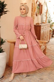  Powder Pink Muslim Long Dress Style 63250PD - NEVA STYLE