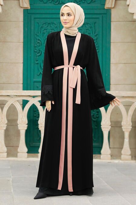  Powder Pink Plus Size Abaya 55440PD - NEVA STYLE
