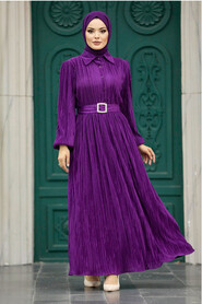  Purple Hijab Maxi Dress 5936MOR - 1