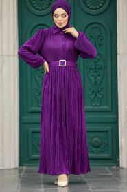  Purple Hijab Maxi Dress 5936MOR - 2