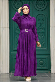  Purple Hijab Maxi Dress 5936MOR - 3