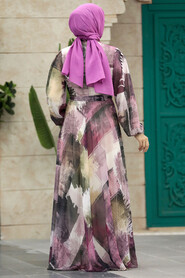  Purple Long Muslim Dress 33092MU - 3