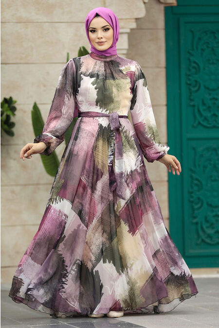  Purple Long Muslim Dress 33092MU - NEVA STYLE