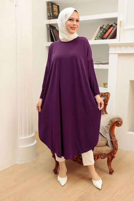  Purple Long Sleeve Tunic 17350MOR - NEVA STYLE
