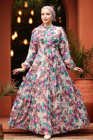  Purple Modest Floral Dresses 30065MOR - 1