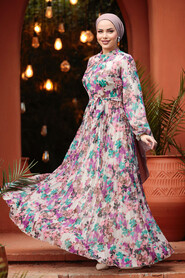  Purple Modest Floral Dresses 30065MOR - 2